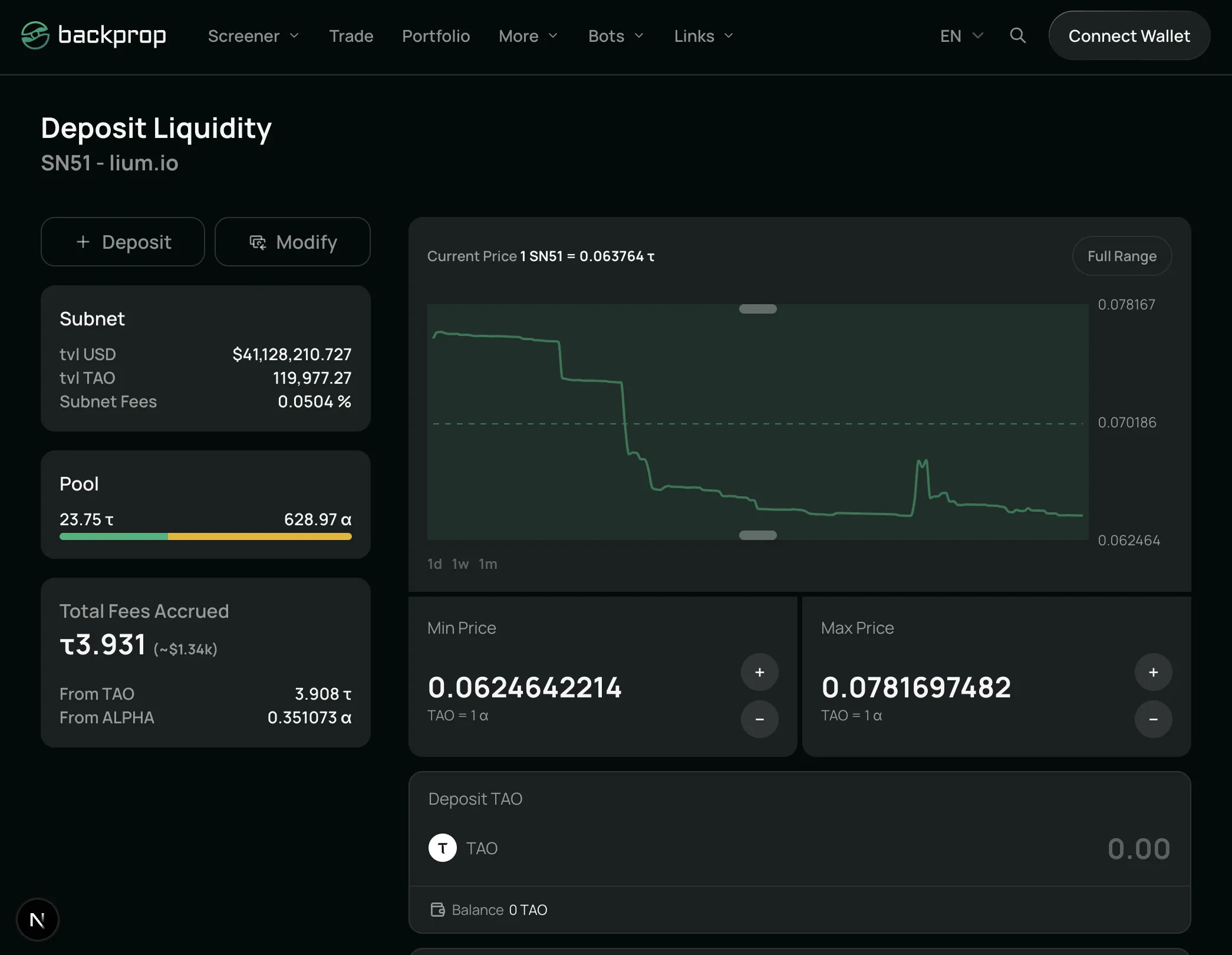 Deposit Liquidity Page
