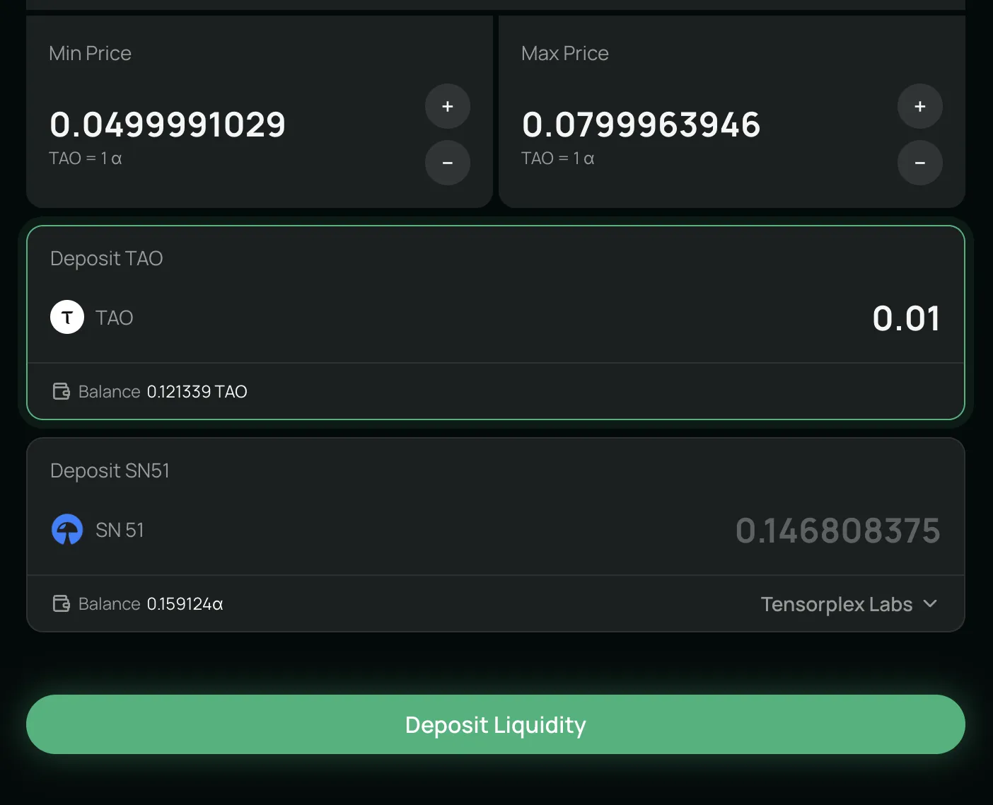 TAO and Alpha Deposit